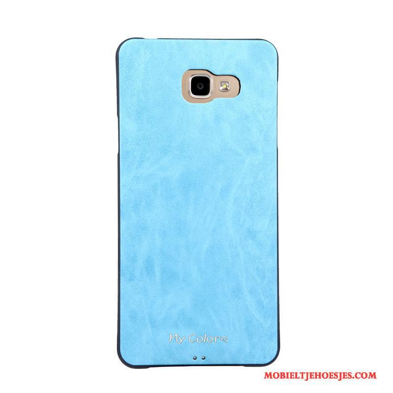 Samsung Galaxy A7 2016 Kunstleer Hoesje Telefoon Zacht Ster Bescherming Blauw Bedrijf