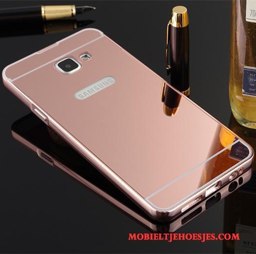 Samsung Galaxy A7 2016 Metaal Hoesje Telefoon Dun Anti-fall Rose Goud Bescherming Ster