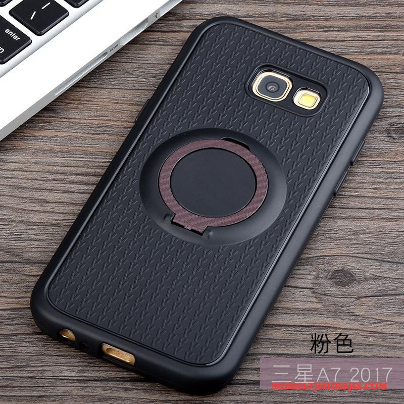 Samsung Galaxy A7 2017 Hoesje Telefoon Magnetisch Bescherming Siliconen Ring All Inclusive Zwart