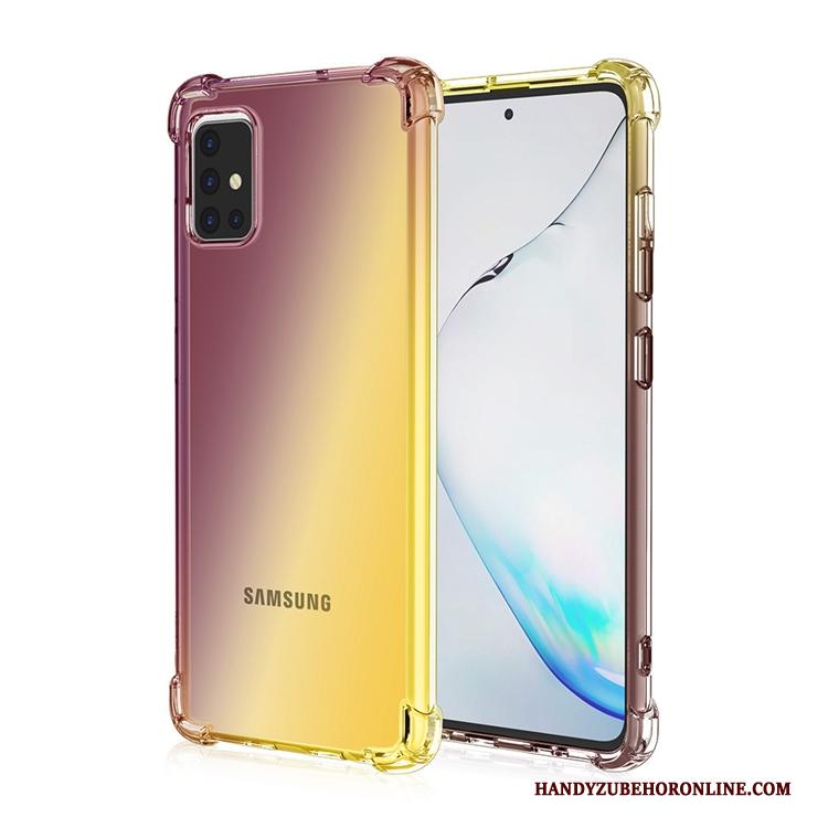Samsung Galaxy A71 Goud Ster Anti-fall Hoesje Telefoon Regenboog Roze All Inclusive