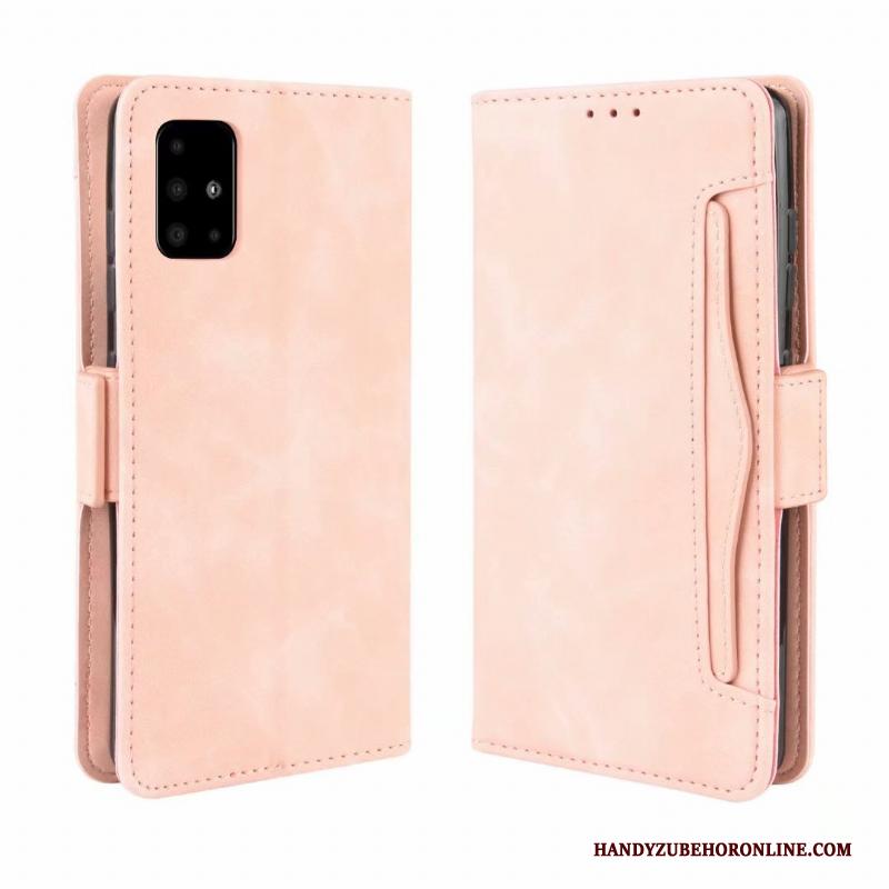 Samsung Galaxy A71 Roze Kaart Zacht Leren Etui Hoes Hoesje Telefoon Anti-fall