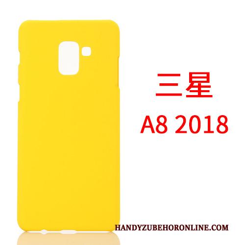 Samsung Galaxy A8 2018 Hoes Dun Ster Hard Geel Schrobben Hoesje Telefoon