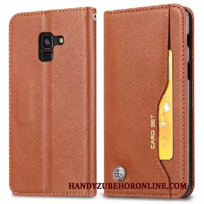 Samsung Galaxy A8 2018 Leren Etui Ondersteuning Licht Hoesje Telefoon Bescherming Folio Kaart