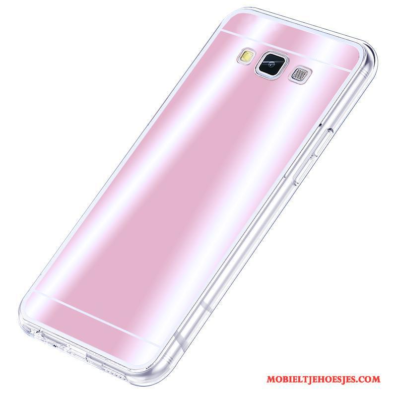 Samsung Galaxy A8 Hoes Roze Schrobben Hoesje Telefoon Hard Doorzichtig Mobiele Telefoon