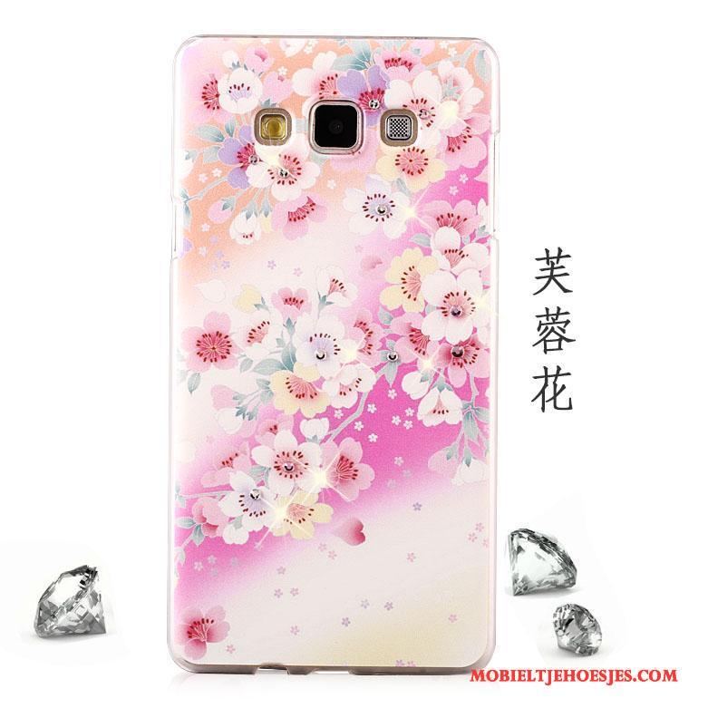 Samsung Galaxy A8 Hoesje Mesh Roze Ster Hard Licht Bescherming Hoes