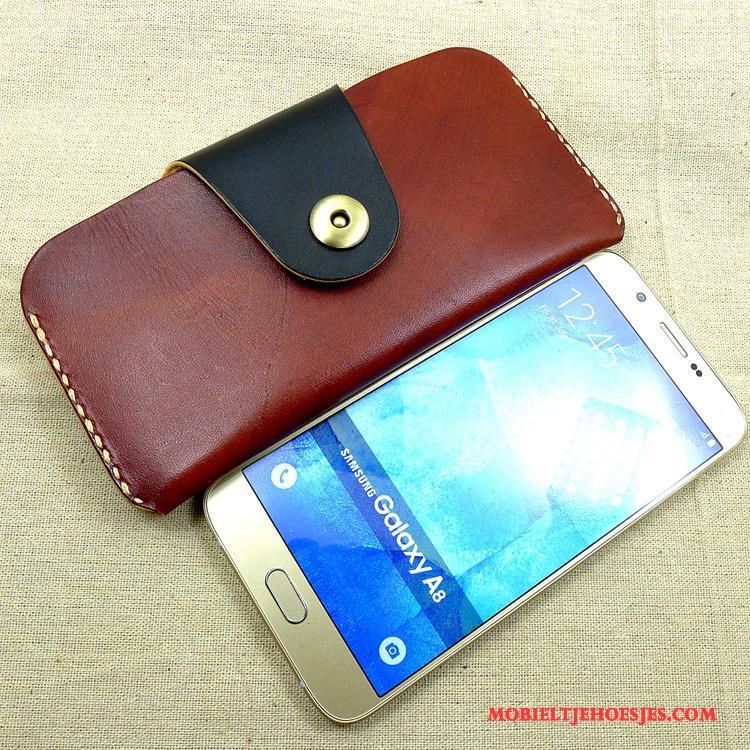 Samsung Galaxy A8 Hoesje Met De Hand Heuptas Leren Etui Ster Echt Leer Mobiele Telefoon