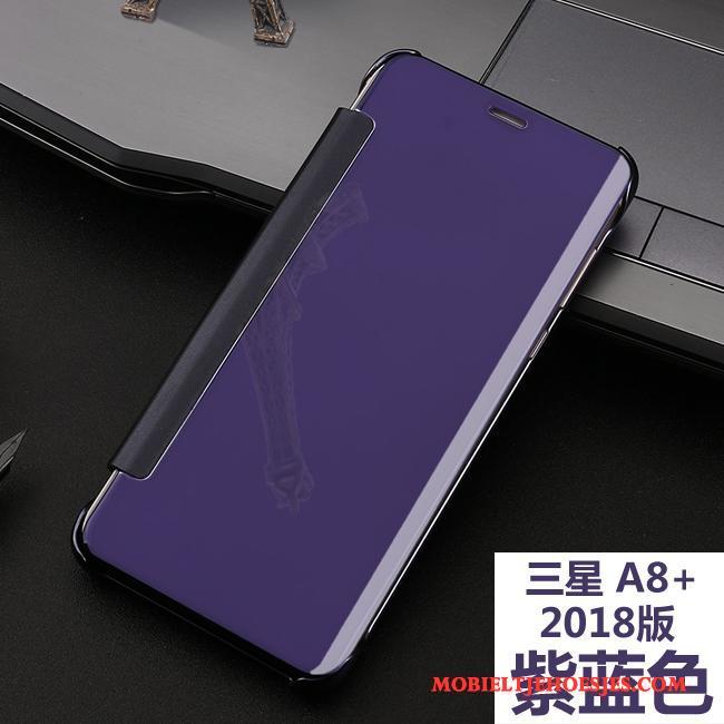 Samsung Galaxy A8+ Hoesje Ster Bescherming Plating Clamshell Purper Hoes Anti-fall