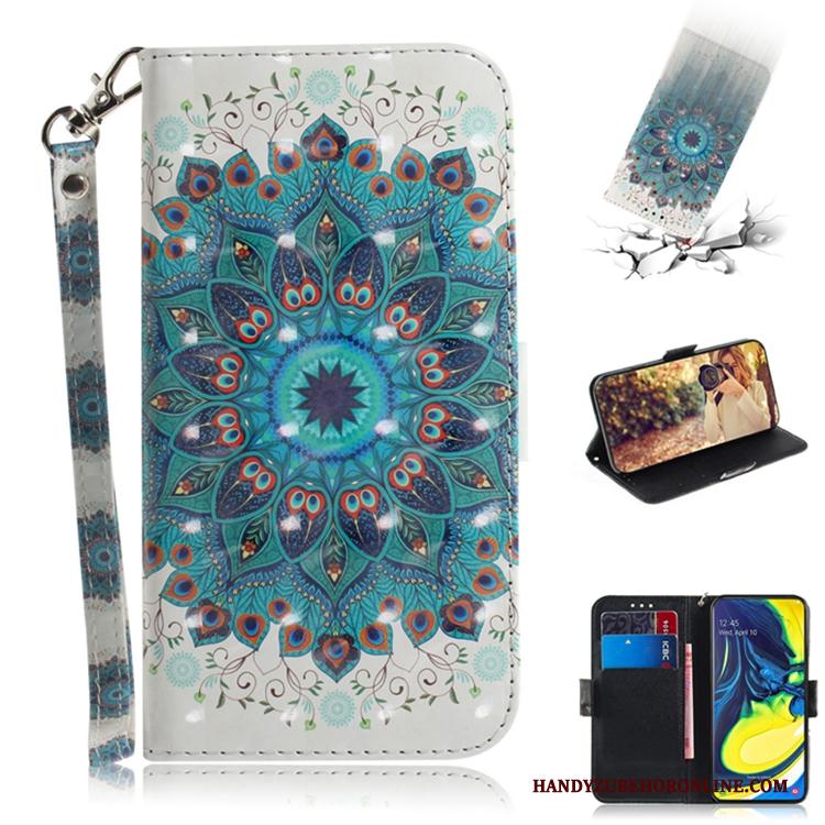 Samsung Galaxy A80 Hoesje Telefoon Blauw Portemonnee Ster Folio Leren Etui