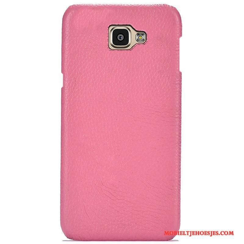 Samsung Galaxy A9 Hoesje Echt Leer Hoge Leren Etui Hoes Ster Bescherming Roze