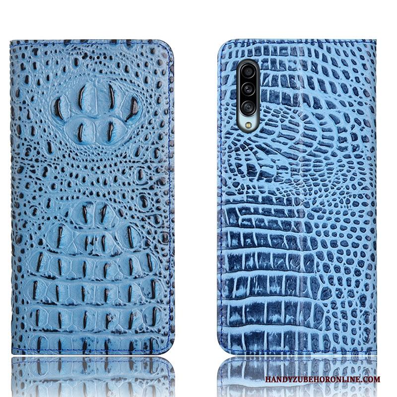 Samsung Galaxy A90 5g Krokodil Bescherming Folio Hoesje Telefoon Blauw Patroon Ster