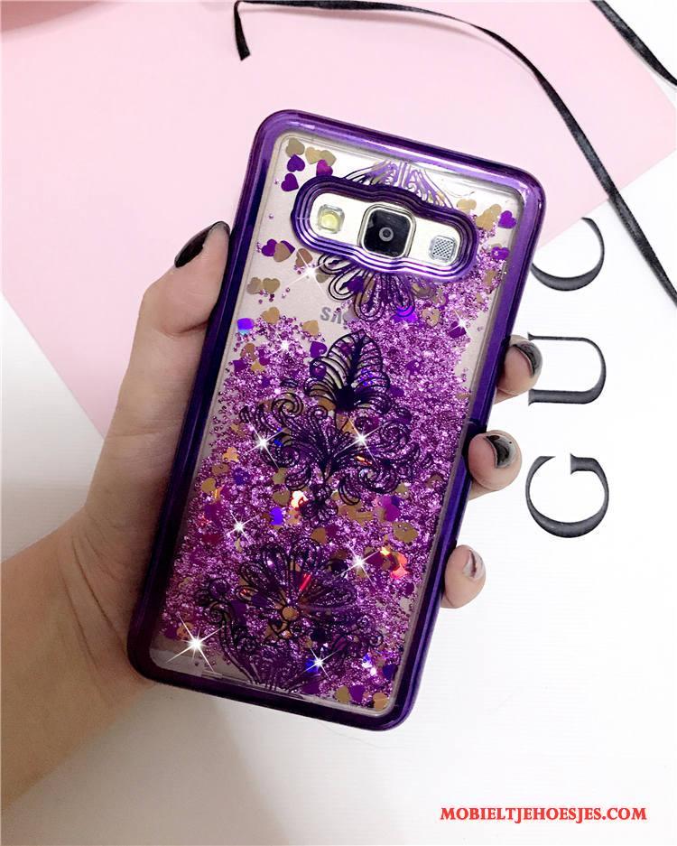 Samsung Galaxy J3 2015 Ster Hoesje Telefoon Tas Twee Kleuren Purper Blauw Wind