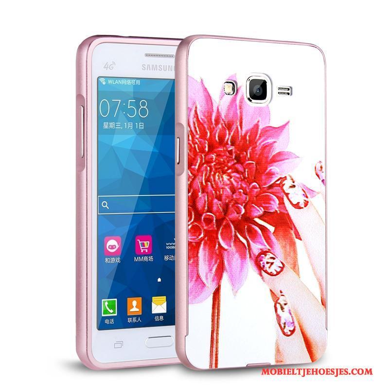 Samsung Galaxy J3 2016 Hoesje Bescherming Hoes Omlijsting Bloemen Anti-fall Ster Wit