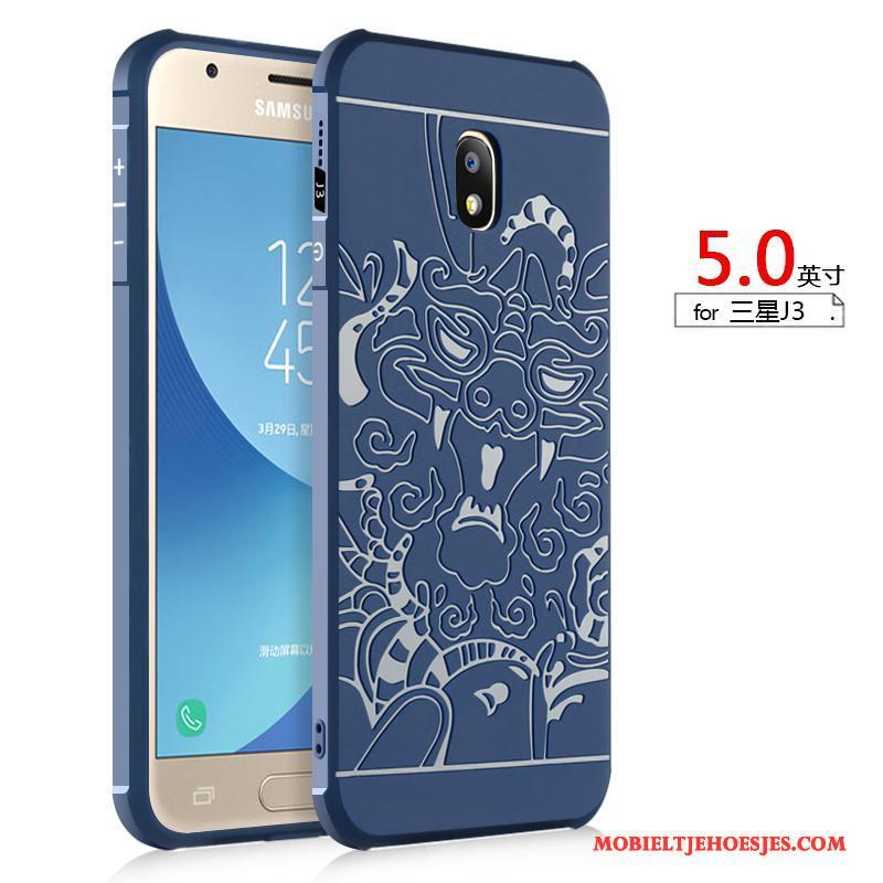 Samsung Galaxy J3 2017 Hoes Bescherming Hoesje Blauw Telefoon Anti-fall Ster