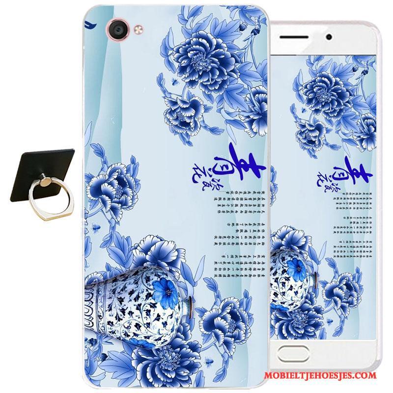 Samsung Galaxy J3 2017 Hoesje All Inclusive Bescherming Zacht Inkt Schilderij Blauw Chinese Stijl Hoes