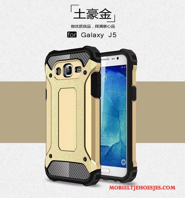 Samsung Galaxy J5 2015 Bescherming Pantser Ster Anti-fall Hoesje Telefoon Goud All Inclusive