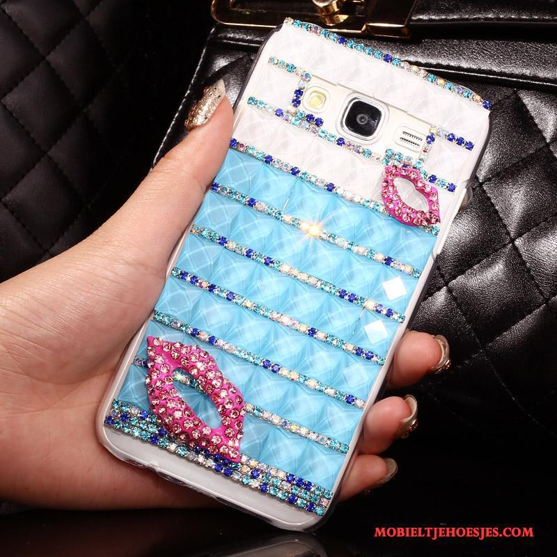 Samsung Galaxy J5 2015 Doorzichtig Bescherming Ster Trend Blauw Hoesje Telefoon