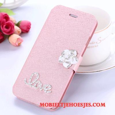 Samsung Galaxy J5 2015 Roze Hoesje Telefoon Clamshell Ster Trend Leren Etui Bescherming