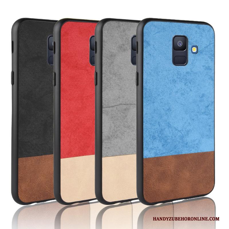 Samsung Galaxy J6 Schrobben Gemengde Kleuren Ster All Inclusive Denim Hoesje Patroon