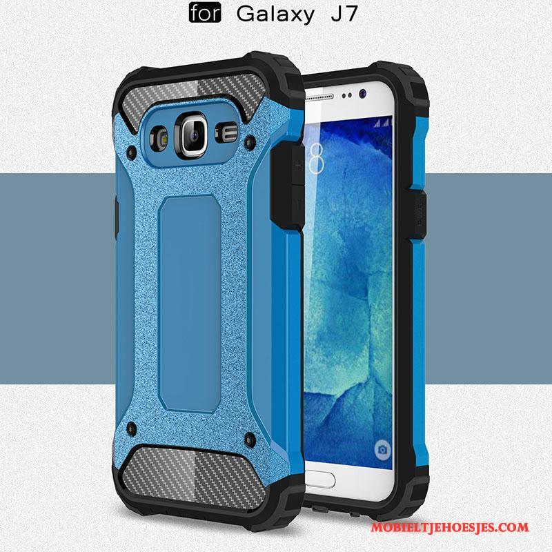 Samsung Galaxy J7 2015 Hoes Hoesje Telefoon Ster Blauw Zacht Anti-fall Siliconen