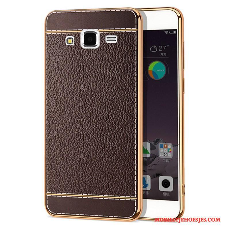 Samsung Galaxy J7 2015 Hoesje Telefoon Leer Siliconen Patroon Bescherming Mobiele Telefoon Plating