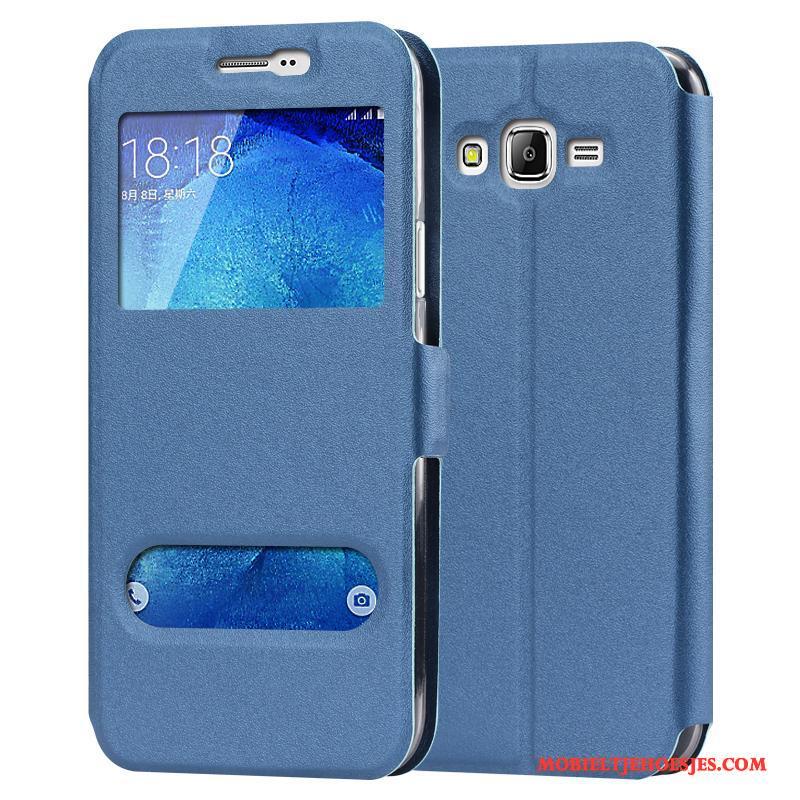 Samsung Galaxy J7 2015 Leren Etui Hoesje Telefoon Bescherming All Inclusive Blauw Ster Mobiele Telefoon