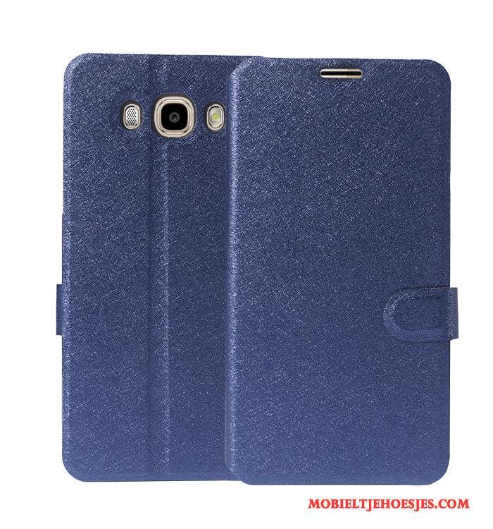 Samsung Galaxy J7 2016 Hoesje Ster Hoes Folio Bescherming Anti-fall Donkerblauw Leren Etui