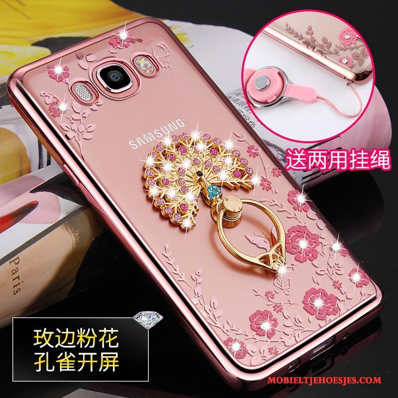 Samsung Galaxy J7 2016 Hoesje Telefoon Anti-fall Rose Goud Zacht Bescherming Ster Hanger