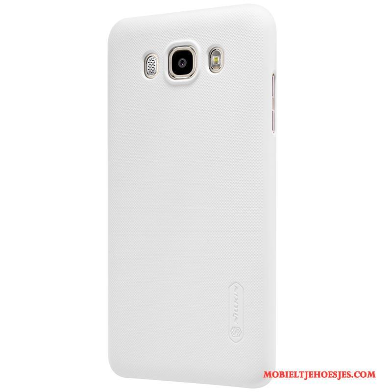 Samsung Galaxy J7 2016 Wit Hoesje Telefoon Plastic Bescherming Hard Schrobben Eenvoudige