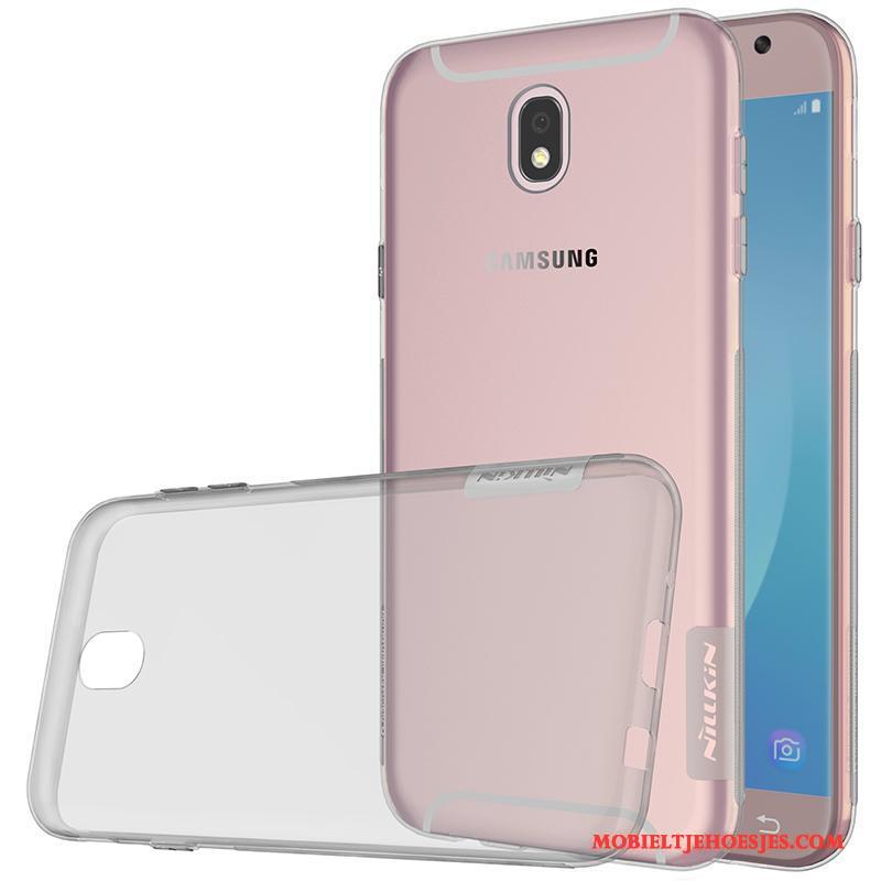 Samsung Galaxy J7 2017 Antislip Siliconen Ster Grijs Hoesje Telefoon Dun Doorzichtig