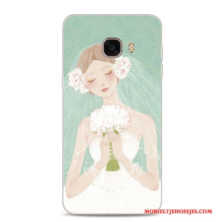 Samsung Galaxy J7 2017 Hoesje Telefoon Siliconen Groen Bloemen Reliëf Zacht Ondersteuning