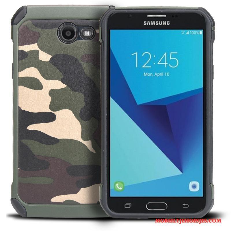 Samsung Galaxy J7 2017 Ster Bescherming Anti-fall Groen Camouflage Siliconen Hoesje Telefoon