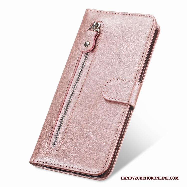 Samsung Galaxy M20 Hoesje Rose Goud Folio Rits Kaart Mobiele Telefoon Portemonnee Bescherming