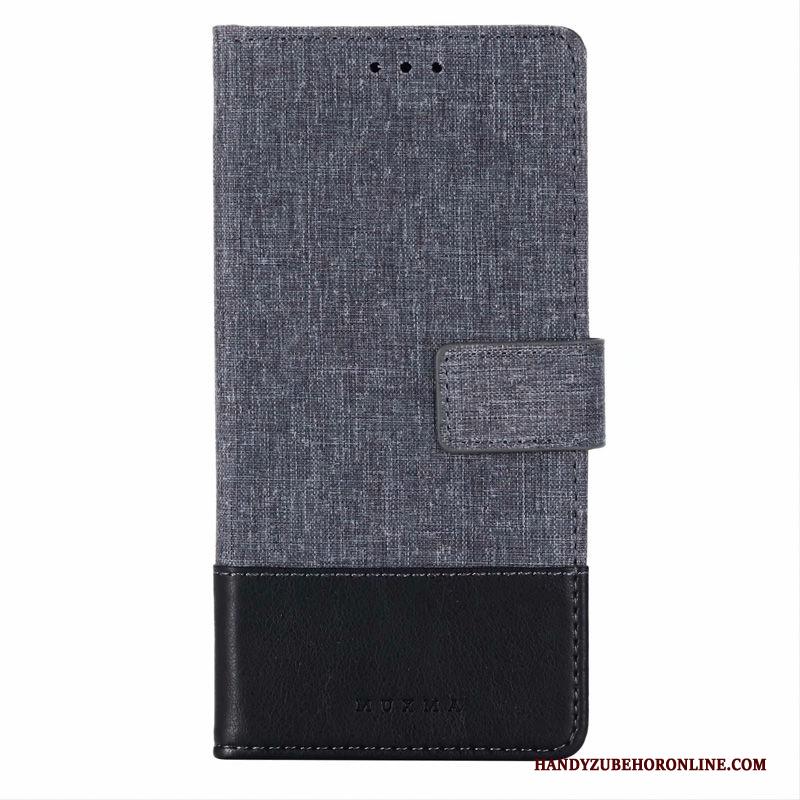 Samsung Galaxy M30s Anti-fall Patroon Grijs Doek Folio Leren Etui Hoesje Telefoon