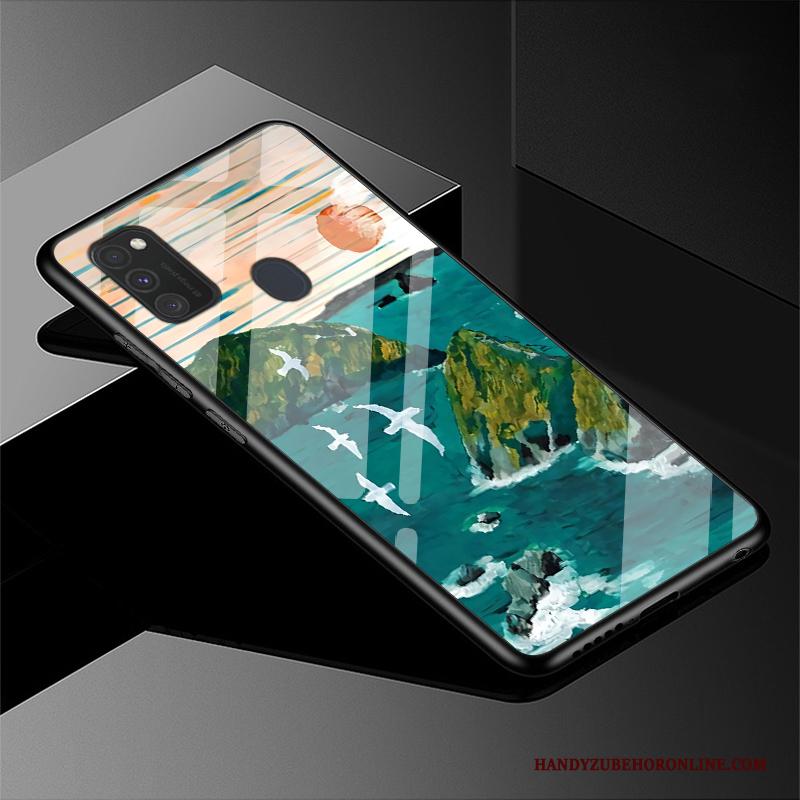 Samsung Galaxy M30s Hoesje Eenvoudige Glas Nieuw Bescherming Groen Europa Hoes