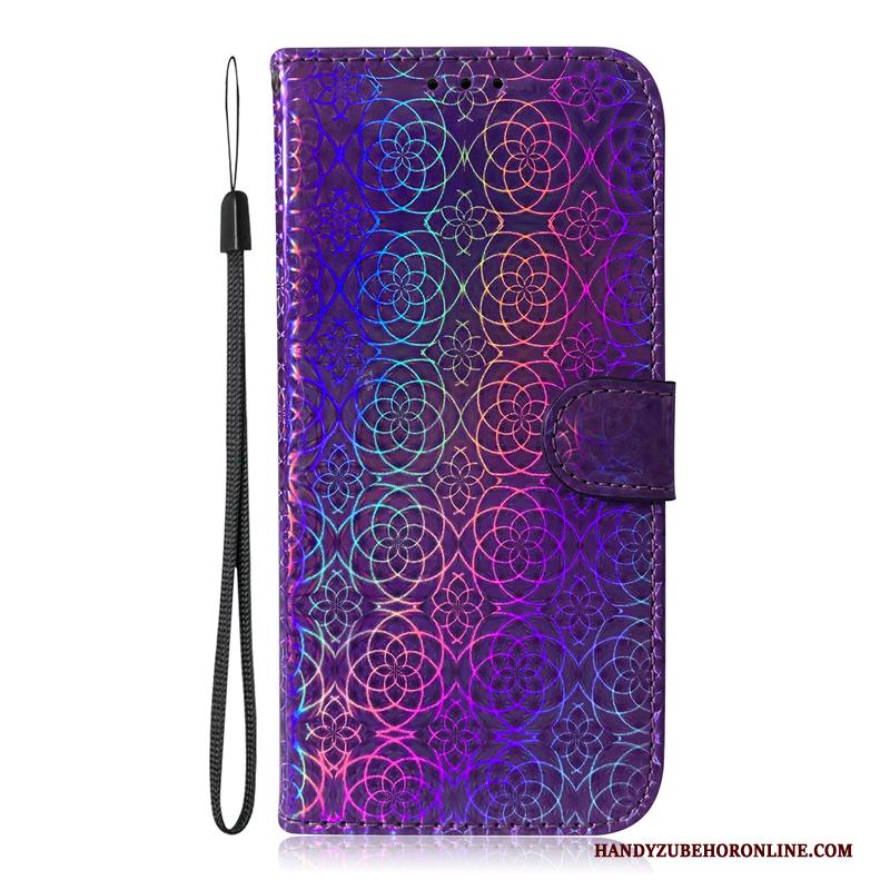 Samsung Galaxy M30s Leren Etui Purper Hoesje Telefoon Bescherming Ster Folio Gekleurde