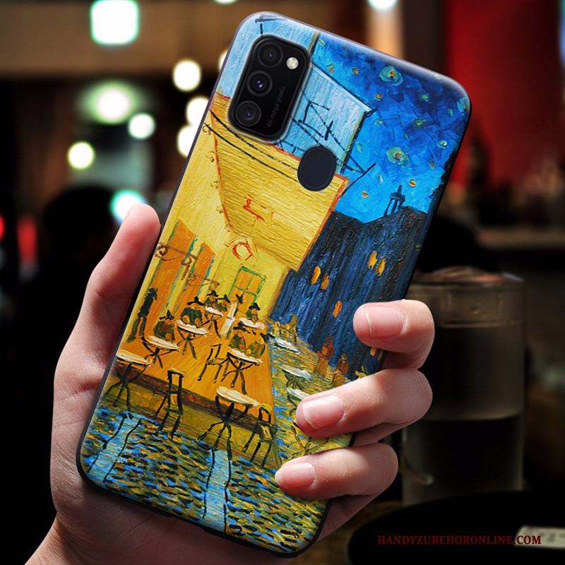 Samsung Galaxy M30s Zacht Anti-fall Hoesje Telefoon Siliconen Bescherming Blauw Ster