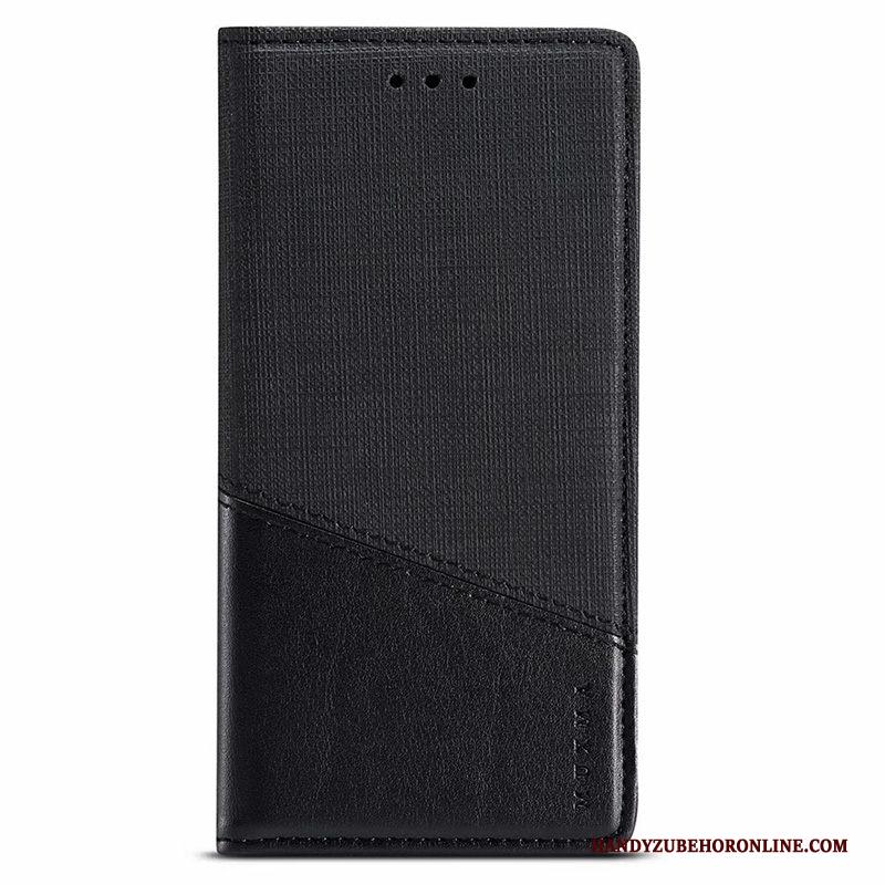 Samsung Galaxy Note 10 Bescherming Zwart Hoesje Telefoon Leren Etui Patroon Doek Clamshell