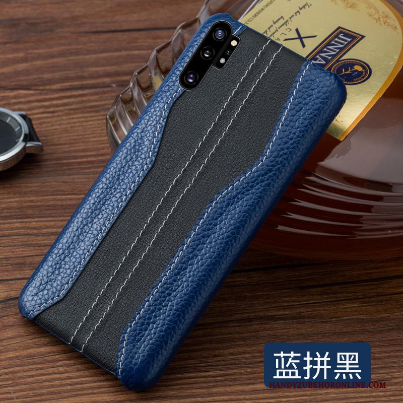 Samsung Galaxy Note 10+ Echt Leer Hoesje Telefoon Blauw Bescherming Leren Etui Ster