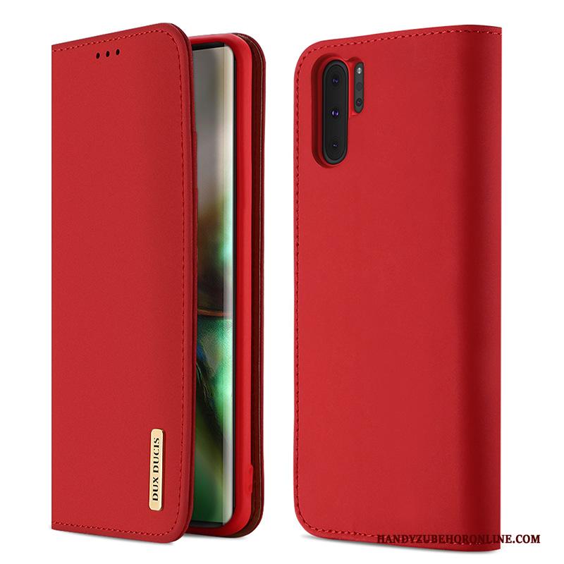 Samsung Galaxy Note 10+ Hoesje Telefoon Ster Leren Etui Rood