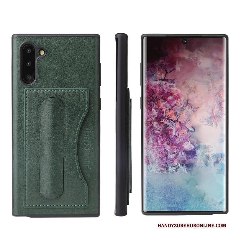 Samsung Galaxy Note 10 Kaart Ster Leren Etui Groen Hoesje Telefoon Bescherming