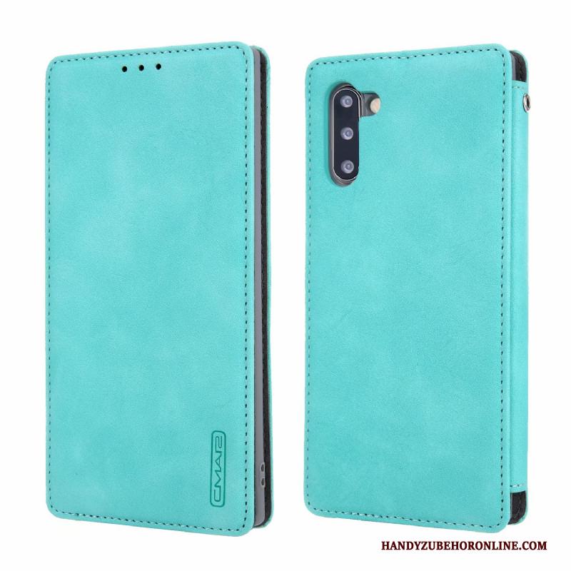 Samsung Galaxy Note 10 Leren Etui Bescherming Echt Leer Ster Blauw Dun Hoesje Telefoon