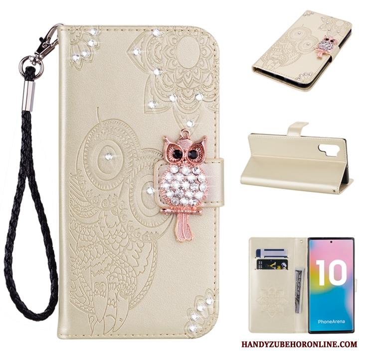 Samsung Galaxy Note 10+ Leren Etui Hoesje Telefoon Ster Goud