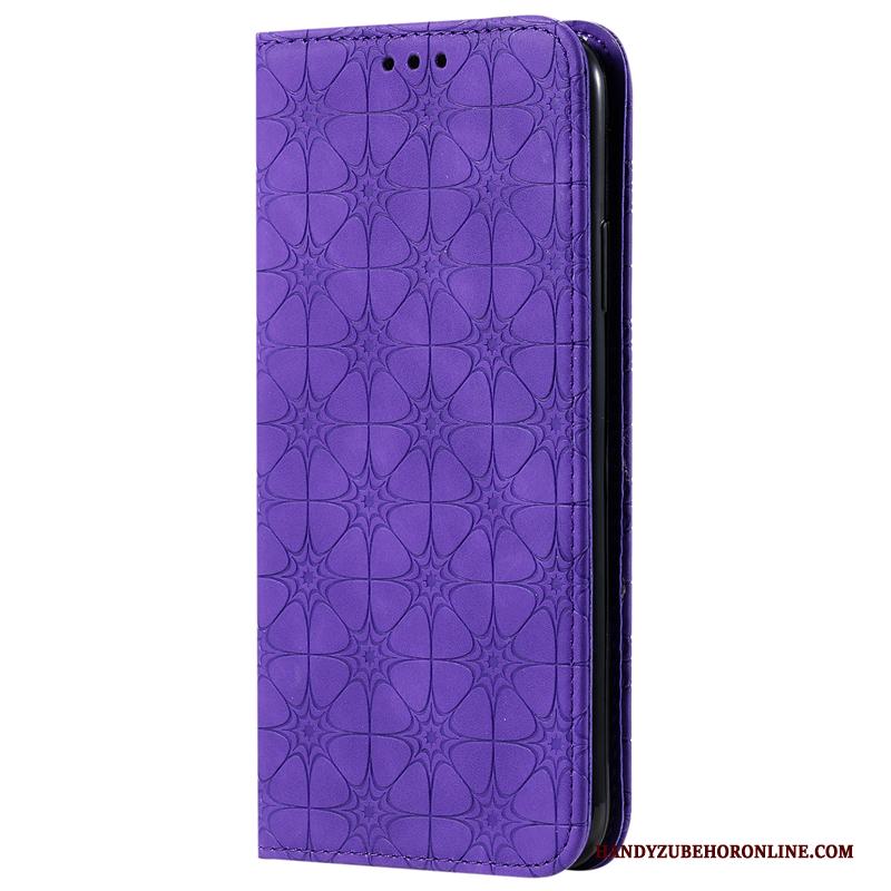 Samsung Galaxy Note 10 Lite Hoesje Clamshell Ruit Geruite Purper Leren Etui Bescherming Ster