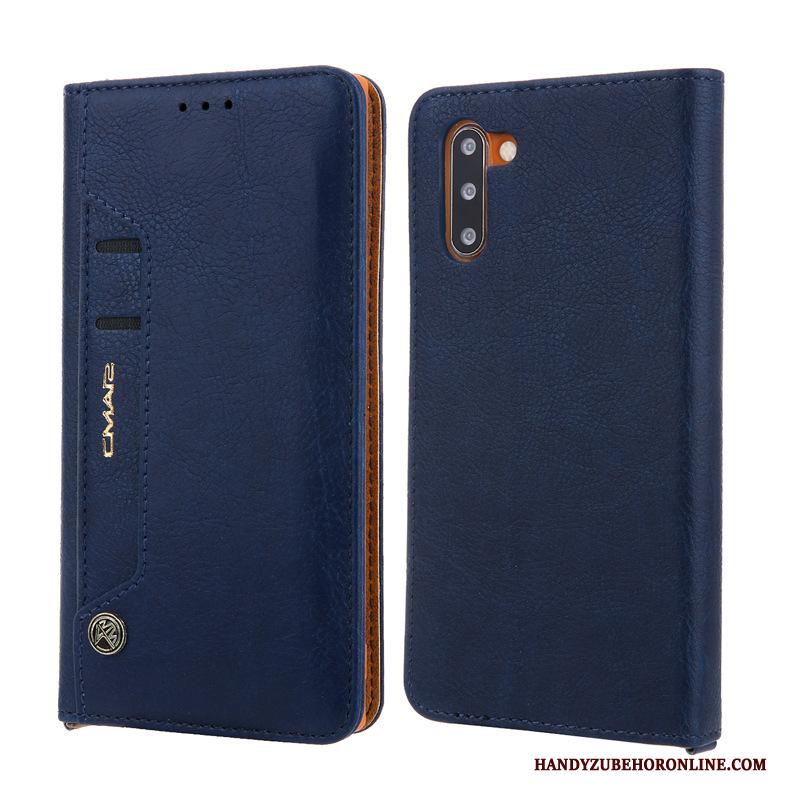 Samsung Galaxy Note 10 Ster Bescherming Blauw Leren Etui Hoesje Telefoon