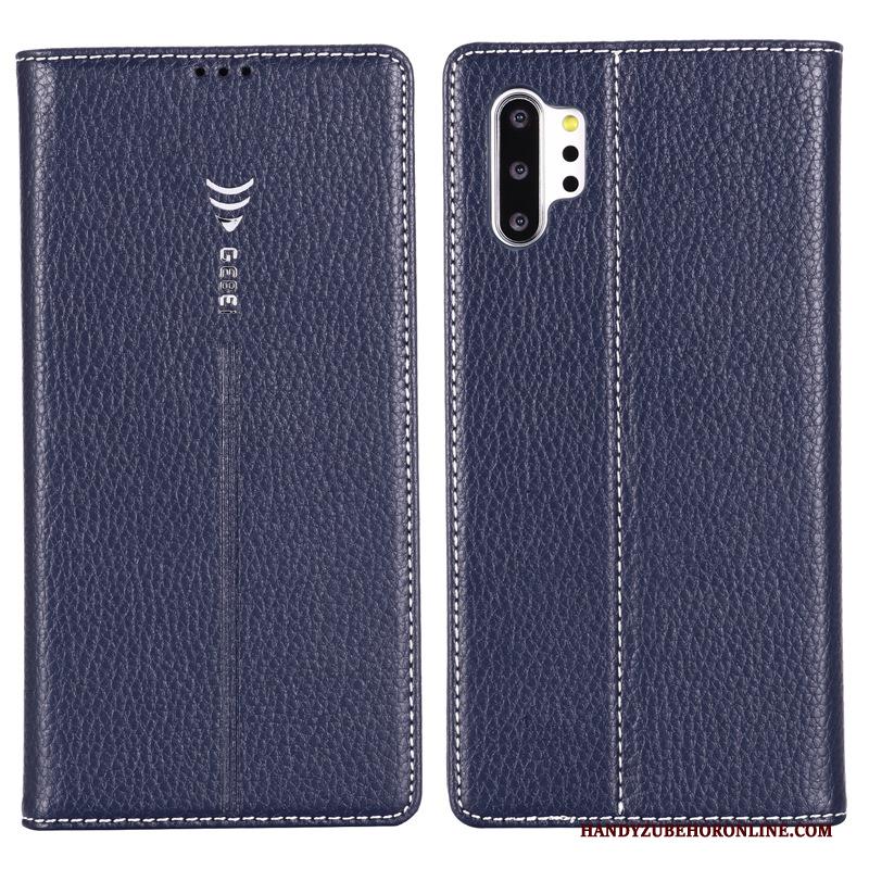 Samsung Galaxy Note 10+ Ster Mobiele Telefoon Hoesje Blauw Bescherming Leren Etui