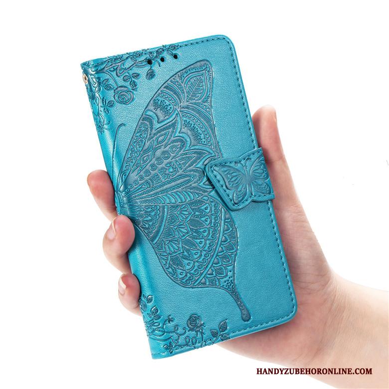 Samsung Galaxy Note 10+ Zacht Bloemen Leren Etui Bescherming Anti-fall Hoesje Telefoon Blauw