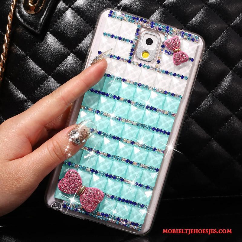 Samsung Galaxy Note 3 Hoes Hoesje Telefoon Ster Bescherming Met Strass Blauw