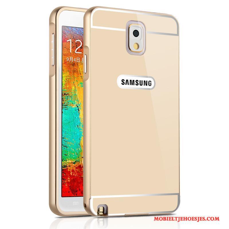 Samsung Galaxy Note 3 Hoesje Ster Metaal Hoes Skärmskydd Bescherming Goud Zilver