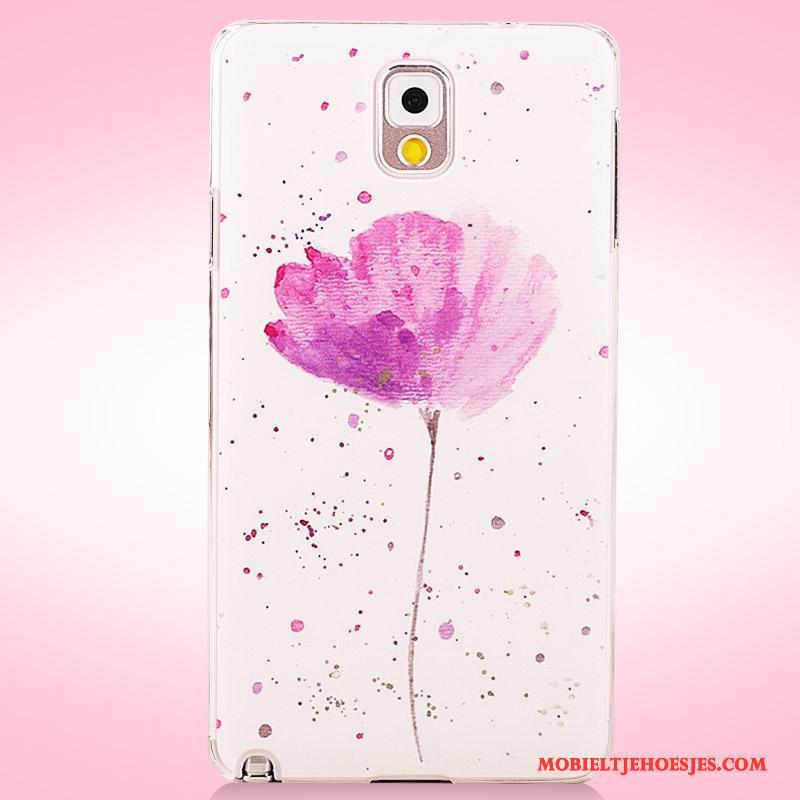 Samsung Galaxy Note 3 Hoesje Telefoon Geschilderd Purper Bloemen Ster Bescherming Anti-fall