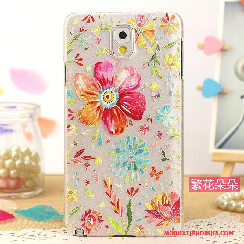 Samsung Galaxy Note 4 Bloemen Leer Geschilderd Hoesje Telefoon Spotprent Hard Ster